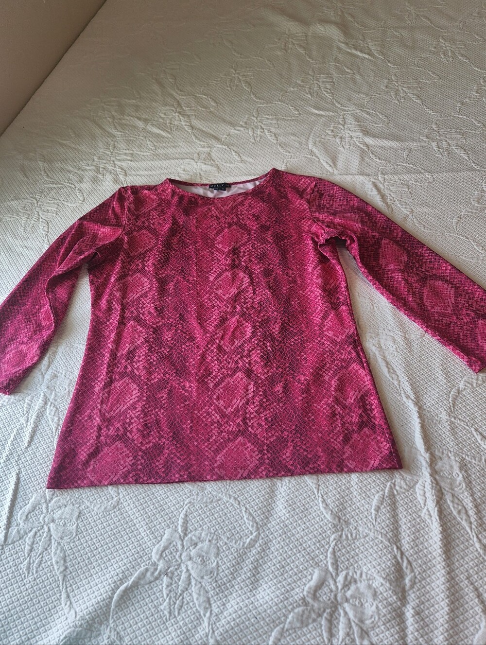Melly M Magenta Snake-Print Long Sleeve Tee